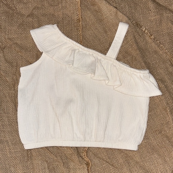 OLD NAVY Ruffled Puckered-Jacquard Knit One-Shoulder Top - Picture 6 of 8